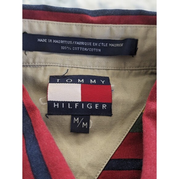 Vtg Y2K 90s Tommy Hilfiger Short Sleeve Button Shirt Multicolor Retro Men’s SZ M - Picture 4 of 11